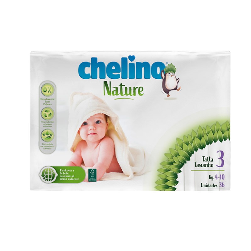 CHELINO Couches Nature Taille 3 de 4 à 10 kilos 36 unités 【LIVRAISON 24H*】