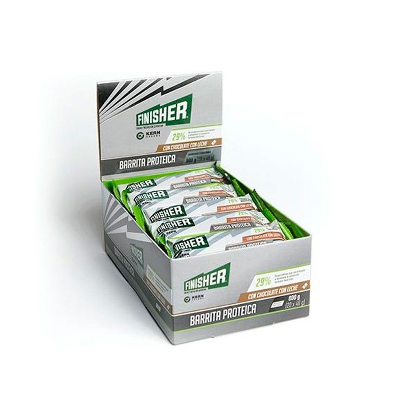 Barra energética FINISHER com chocolate ao leite e pedaços de chocolate amargo 20 barras
