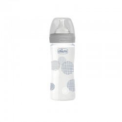 CHICCO Well-Being Glass Baby Bottle 240ML Silicone Neutral