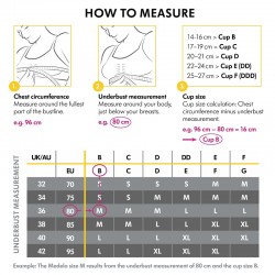 MEDELA Keep Cool Sleep Sutiã Branco Tamanho M Guia de tamanhos