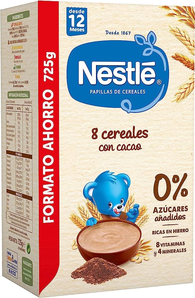 NESTLÉ Papilla 8 Cereales con Cacao +12 meses 725g【OFERTA ONLINE】
