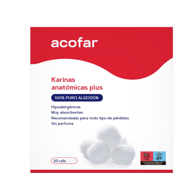 Acofar Karinas Anatomical Plus Cotton Comprime 20 unità Acofar Karinas Anatomical Plus Cotton Comprime 20 unità