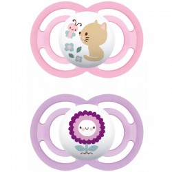MAM Perfect Silicone Pacifier +6M (Kitten and Purple Flower)