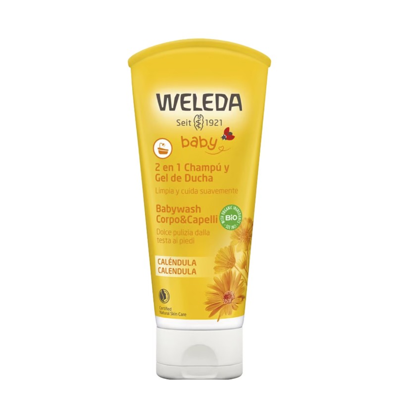 Shampoo e gel de banho de calêndula para bebês 2 em 1 WELEDA 200ml