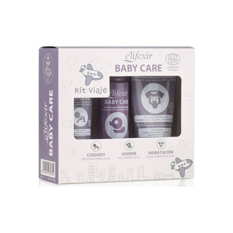 ELIFEXIR Baby Care Travel Kit Shampoo Gel + Moisturizing Body Milk + Diaper Area Cream