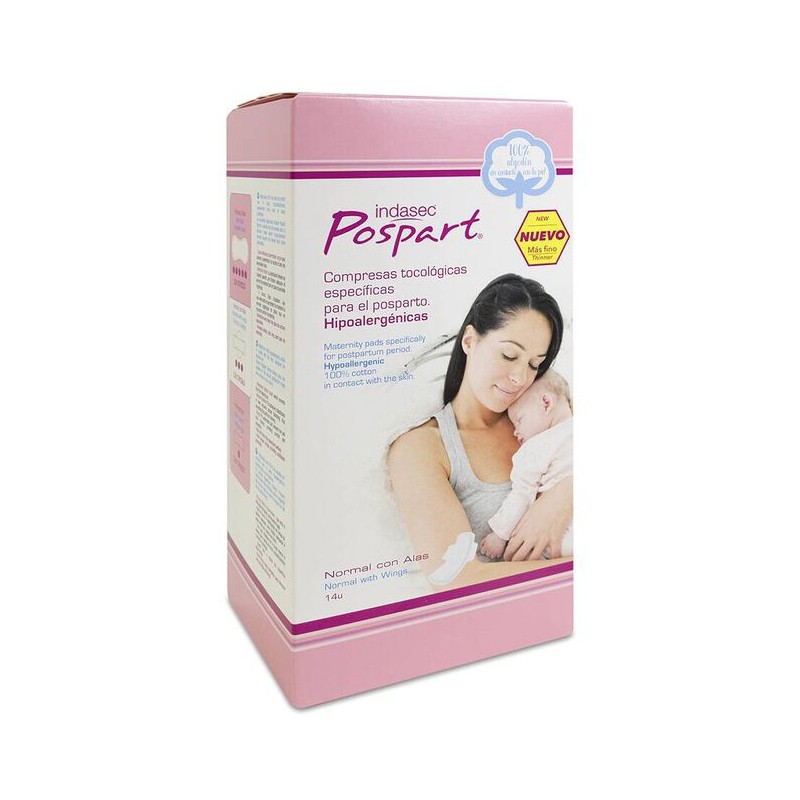 INDASEC POSPART Tampons de coton normaux avec ailettes 14 unités INDASEC POSPART Tampons de coton normaux avec ailettes 14 unités