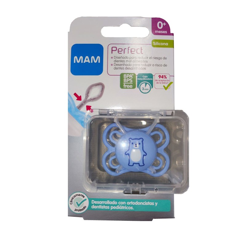 MAM Perfect Silicone Pacifier +0M (Blue Bear)