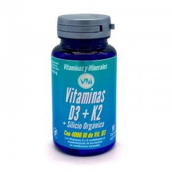 Vitamines et Minéraux Vitamine D3+K2 60 Gélules Végétales