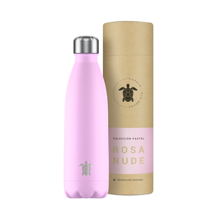 Bottiglia termica Kahale in acciaio inossidabile rosa nudo da 500 ml