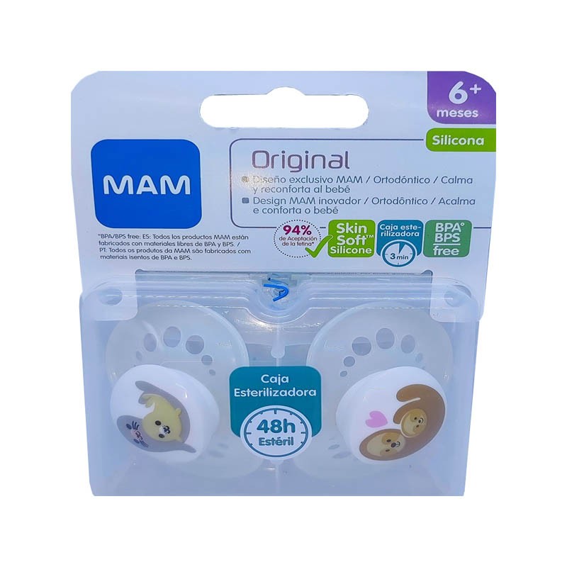 Ciuccio per capezzoli in silicone originale MAM +6 x2 Ciuccio per capezzoli in silicone originale MAM +6 x2