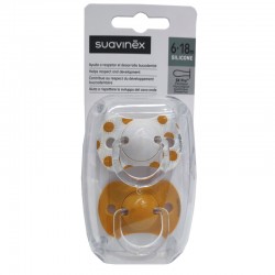SUAVINEX Pacifier SX Pro Physiological Silicone Teat 6-18 Months 2 Units (Circles-Orange)