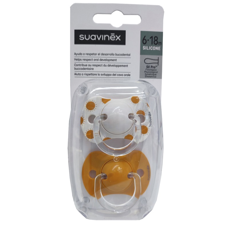 SUAVINEX Chupeta SX Pro Tetina Fisiológica de Silicone 6-18 Meses 2 Unidades (Círculos-Laranja) SUAVINEX Chupeta SX Pro Tetina Fisiológica de Silicone 6-18 Meses 2 Unidades (Círculos-Laranja)