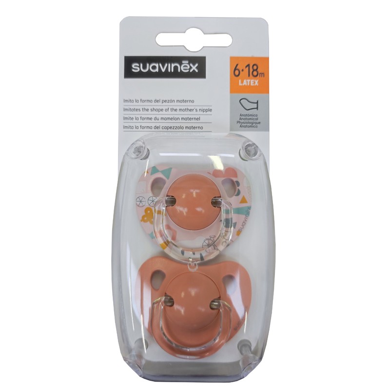 SUAVINEX Pacifier Anatomical Latex Teat 6-18M x2 (PinkBicis-Pink) SUAVINEX Pacifier Anatomical Latex Teat 6-18M x2 (PinkBicis-Pink)