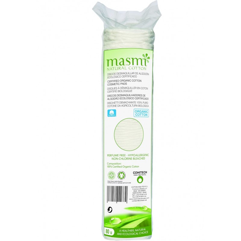 Masmi Masmi Make-up-Entferner-Pads aus natürlicher Baumwolle, 80 Einheiten