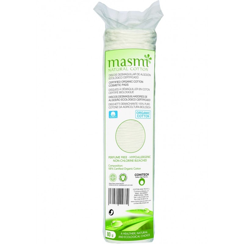 Masmi Masmi tampons démaquillants en coton naturel 80 unités