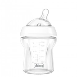 CHICCO Natural Feeling Glas-Babyflasche mit normalem Trinkfluss, 150 ml, 0 m+