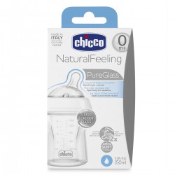 CHICCO Natural Feeling Glass Bottle Normal flow 150ML 0m+