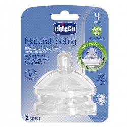 CHICCO 2xTétine Natural Feeling Débit Ajustable 4m+