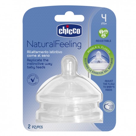 CHICCO 2xTetina Natural Feeling Flujo Regulable 4m+
