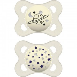 MAM Original Chupeta Noturna Silicone +0M 2 Unidades Planet-Stars