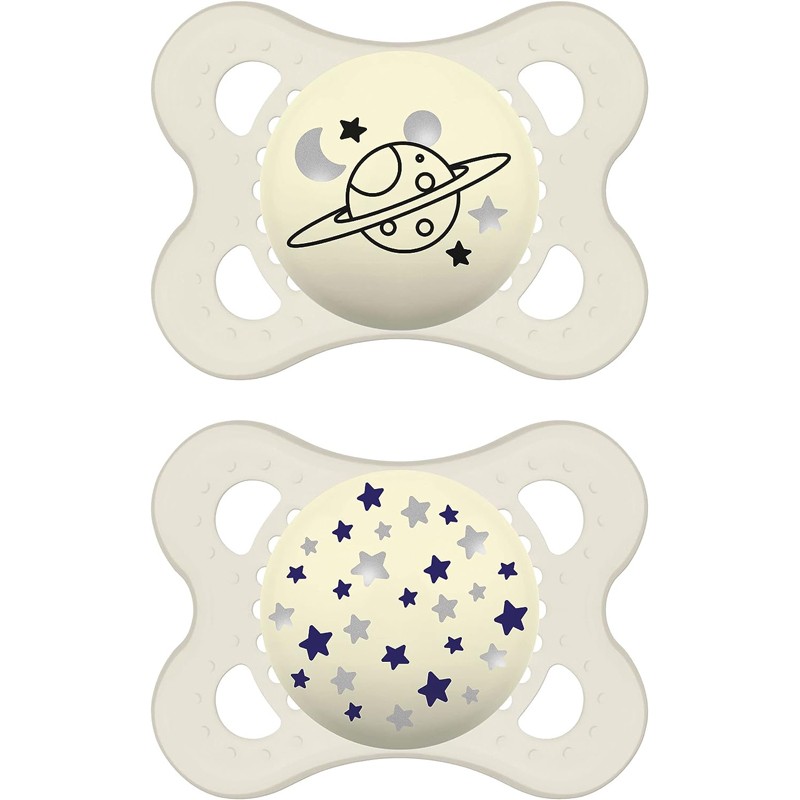 MAM Original Chupeta Noturna Silicone +0M 2 Unidades Planet-Stars