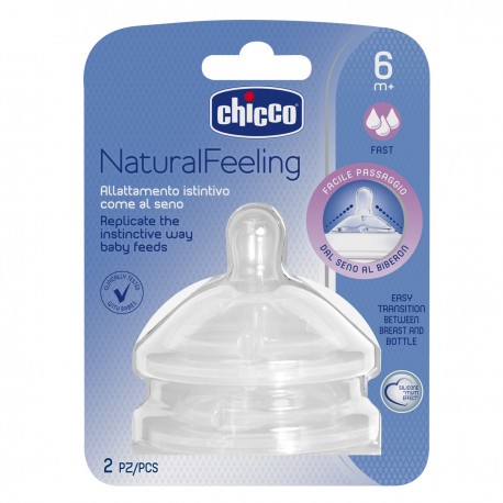 CHICCO 2xNatural Feeling Sauger mit schnellem Durchfluss, 6m+ CHICCO 2xNatural Feeling Sauger mit schnellem Durchfluss, 6m+