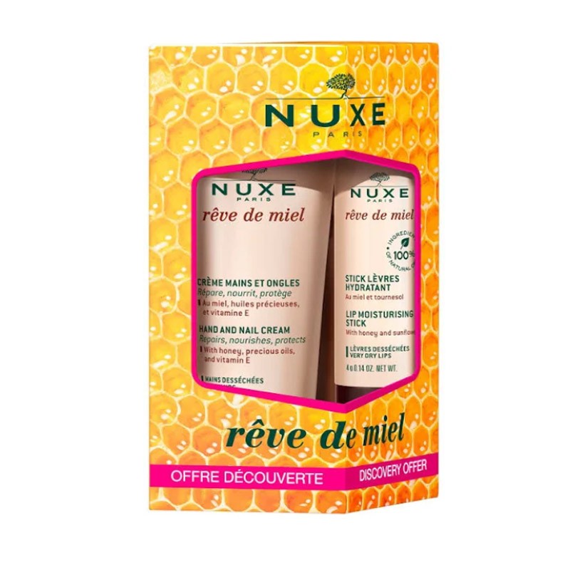 Nuxe Crème Réparatrice Mains et Ongles + Stick Lèvres Hydratant Rêve de Miel