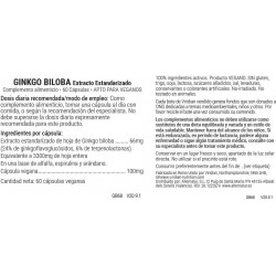 Viridian Ginkgo Biloba Ext. Estandarizado de Hoja 60 Vcaps