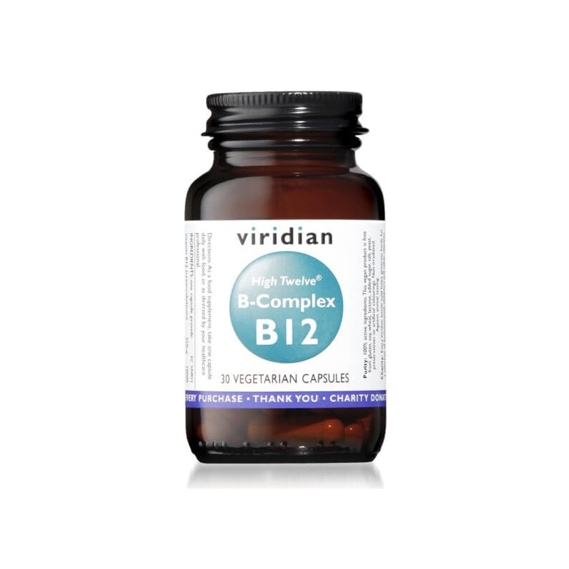 Viridian High Twelve Vitamina B12 com Complexo B 30 Vcaps