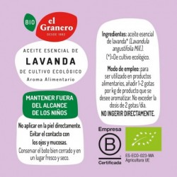 El Granero Olio Essenziale di Lavanda Biologico Integrale 12 ml