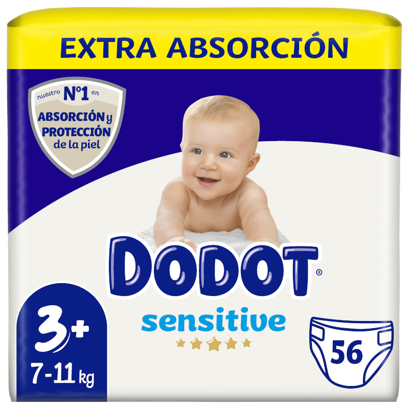 Dodot Sensitive Extra-Jumbo Pack Talla 3 - 56 uds. 【OFERTA】