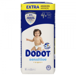 Dodot Sensitive Extra-Jumbo Pack Size 4 - 48 units.