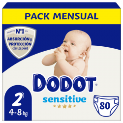 Dodot Sensitive Jumbopackung Größe 2 – 80 Einheiten.