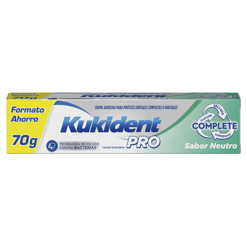 Kukident Pro Complete Crema Adhesiva para prótesis dentales, Neutro, Pack  de 3 : : Salud y cuidado personal