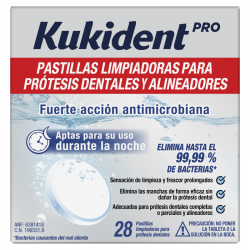 KUKIDENT Pro Pastillas Limpiadoras de Prótesis Dentales 28 Tabletas