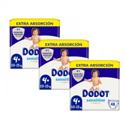 Pacote Dodot Sensitive Extra Jumbo Tamanho 4+ 3x48 unidades