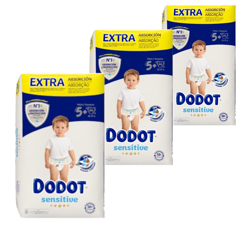 Dodot Sensitive Extra Jumbo Pack Size 5+ 3x44 Units
