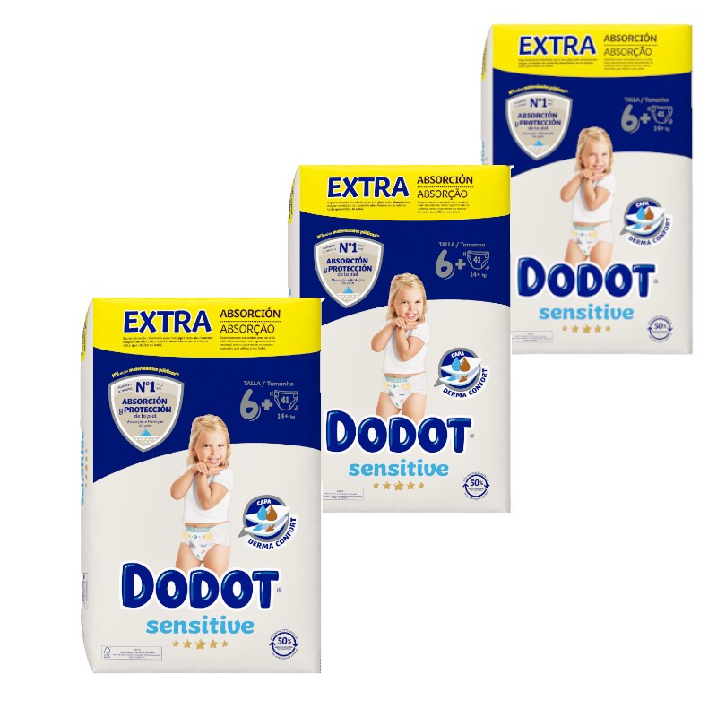 Dodot Sensitive Extra Jumbo Packungsgröße 6+ 3x41 Einheiten