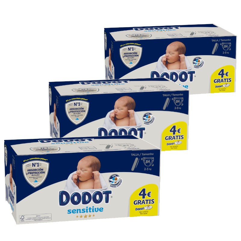 Dodot Couches Nouveau-né Sensitive Taille 1 3x80 Unités Dodot Couches Nouveau-né Sensitive Taille 1 3x80 Unités