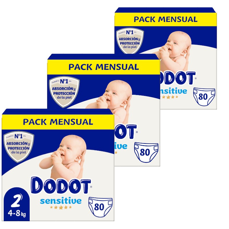 Compre fraldas para recém-nascidos sensíveis Dodot tamanho 2 triplo 80  unidades