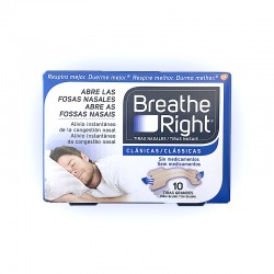 Breathe Right große klassische Nasenstreifen. (10 Einheiten)