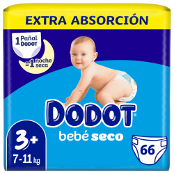 DODOT Bebé Seco Extra Jumbo Pack Talla 3 (66 uds) 【COMPRA ONLINE】