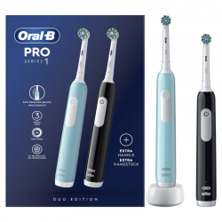 Pacote de escova de dentes elétrica ORAL-B Duplo PRO 1 preto + azul