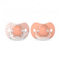 SUAVINEX SX Pro Chupeta Tetina Fisiológica de Silicone 18+ Meses 2 Unidades (Folha Rosa)