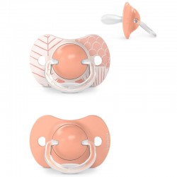 SUAVINEX SX Pro Chupeta Tetina Fisiológica de Silicone 18+ Meses 2 Unidades (Folha Rosa)