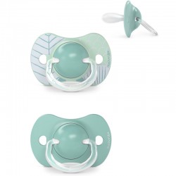 SUAVINEX SX Pro Ciuccio Tettarella Fisiologica in Silicone 18+ Mesi 2 Unità (Foglia Verde)