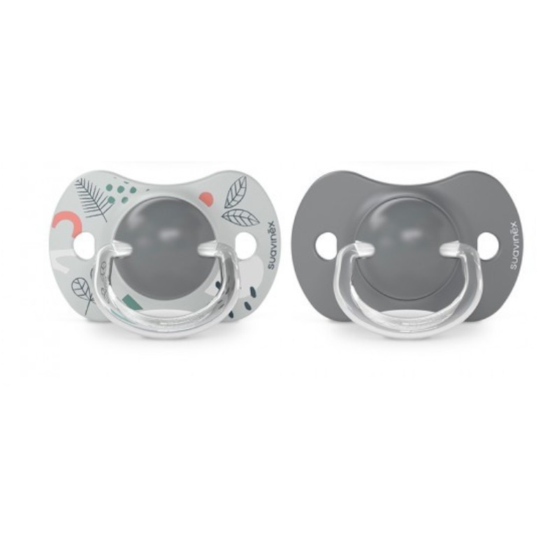 SUAVINEX Pacifier SX Pro Physiological Silicone Teat 18+ Months 2 Units (Grey Leaf) SUAVINEX Pacifier SX Pro Physiological Silicone Teat 18+ Months 2 Units (Grey Leaf)