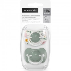 SUAVINEX Chupeta SX Pro Tetina Fisiológica de Silicone 18+ Meses 2 Unidades (Walk Verde)