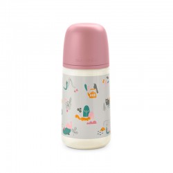 SUAVINEX Babyflasche 270 ml SX Pro Physiologischer Sauger Mittlerer Durchfluss (M) - Pink Birds