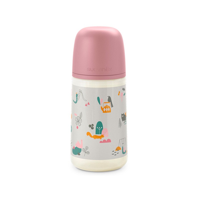 SUAVINEX Biberon 270 ml SX Pro Tétine Physiologique Débit Moyen (M) - Oiseaux Roses SUAVINEX Biberon 270 ml SX Pro Tétine Physiologique Débit Moyen (M) - Oiseaux Roses